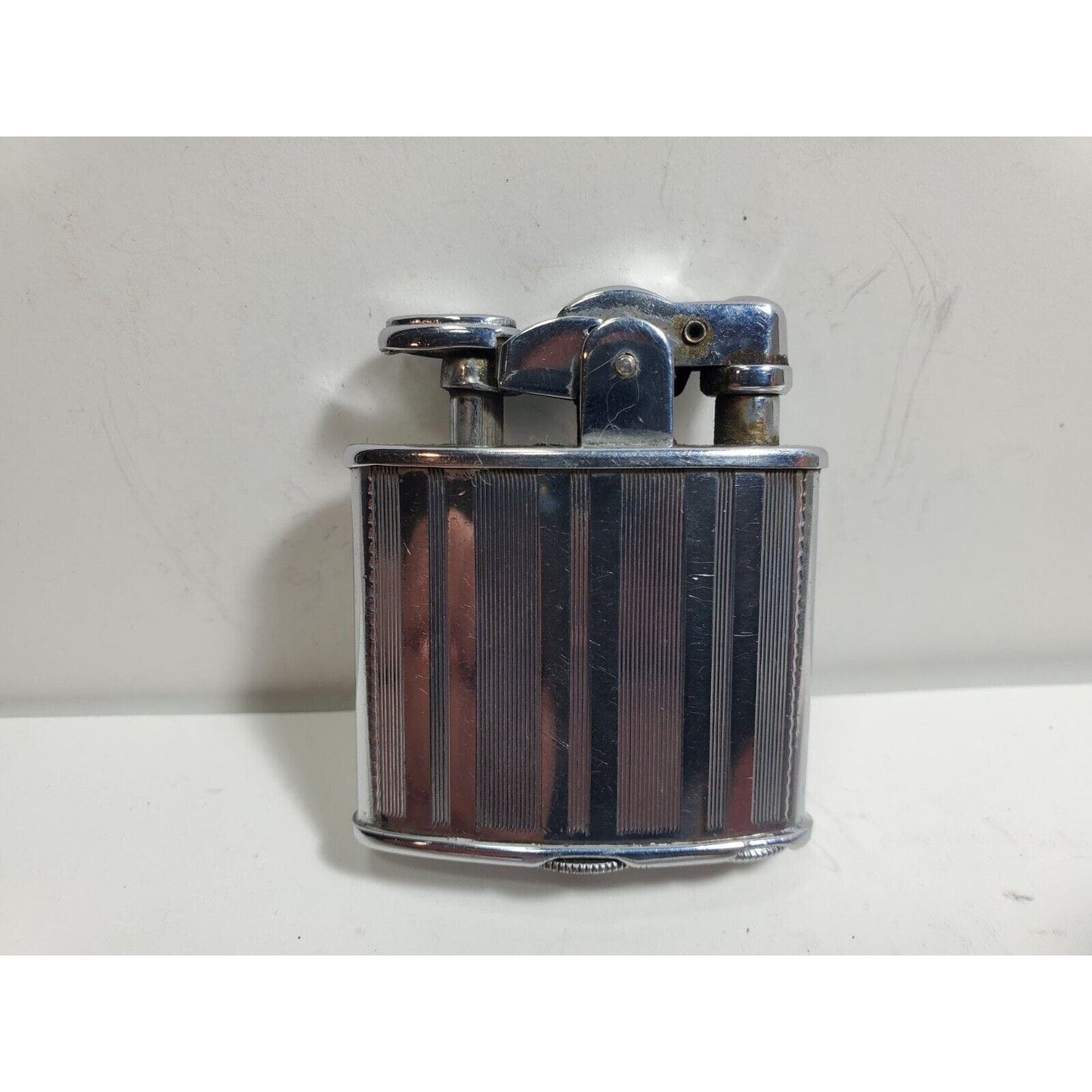 Working Vintage Ronson Art Metal Works Art Deco De-Light Silver Lighter. RARE