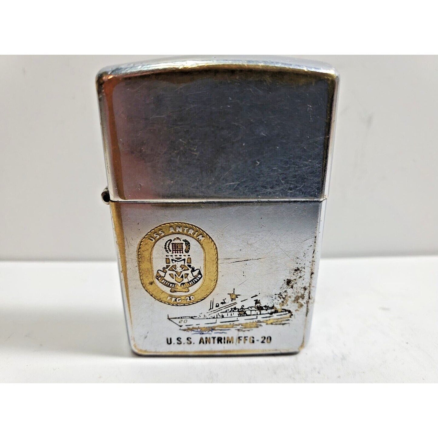 Working Vintage Zippo USS Antrim FFG-20 VIII 1992 5846/33