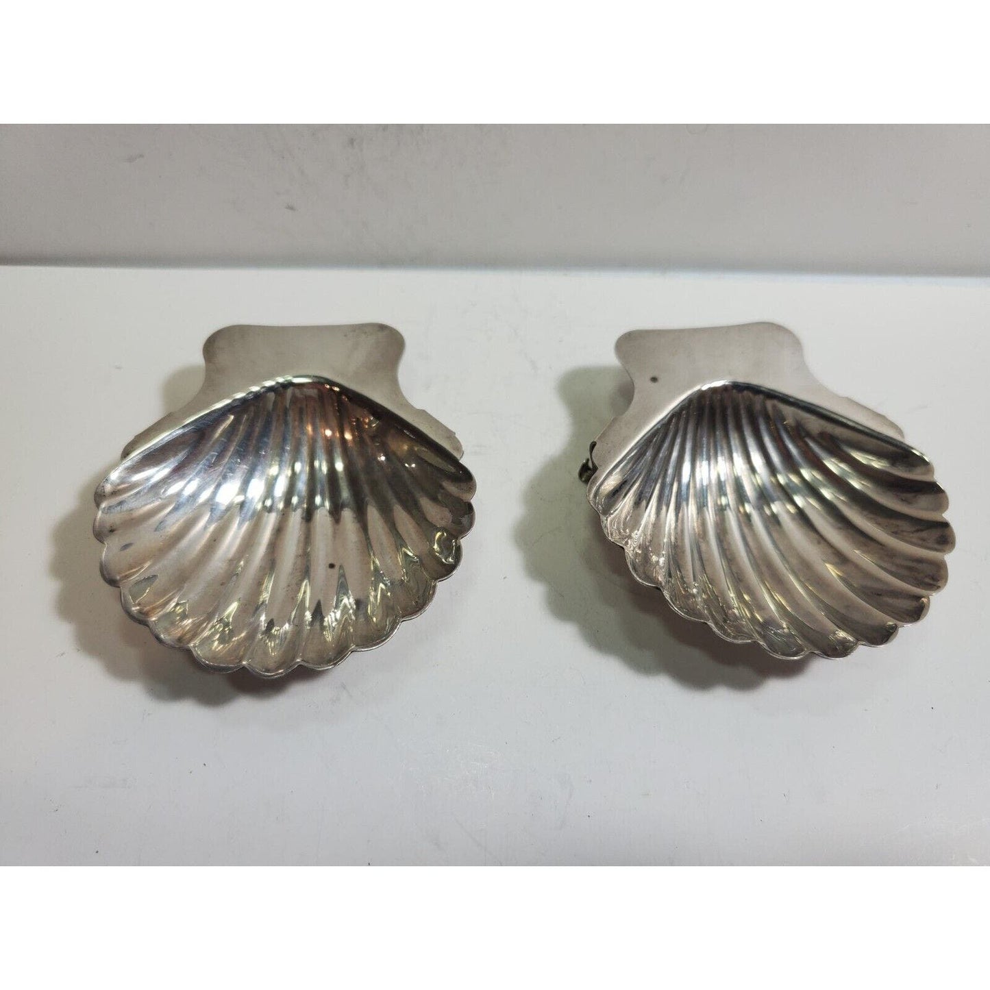 Lot Of 2 Sterling Silver Clam SHELL NUT BOWL Jewelry Trinket Dish Ashtray 3"