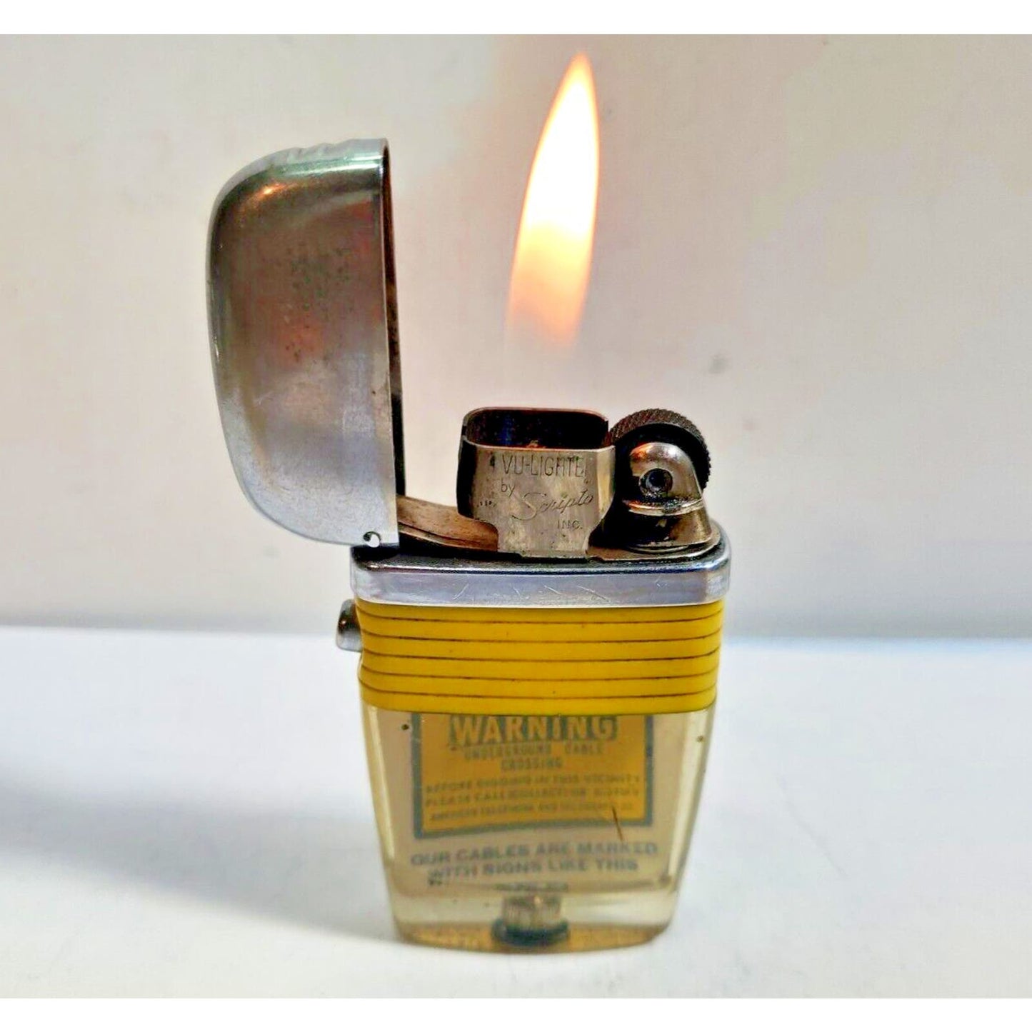 Vintage Working Scripto VU Lighter "AMERICAN TEL CO." Logo ADVERTISING 6085/29