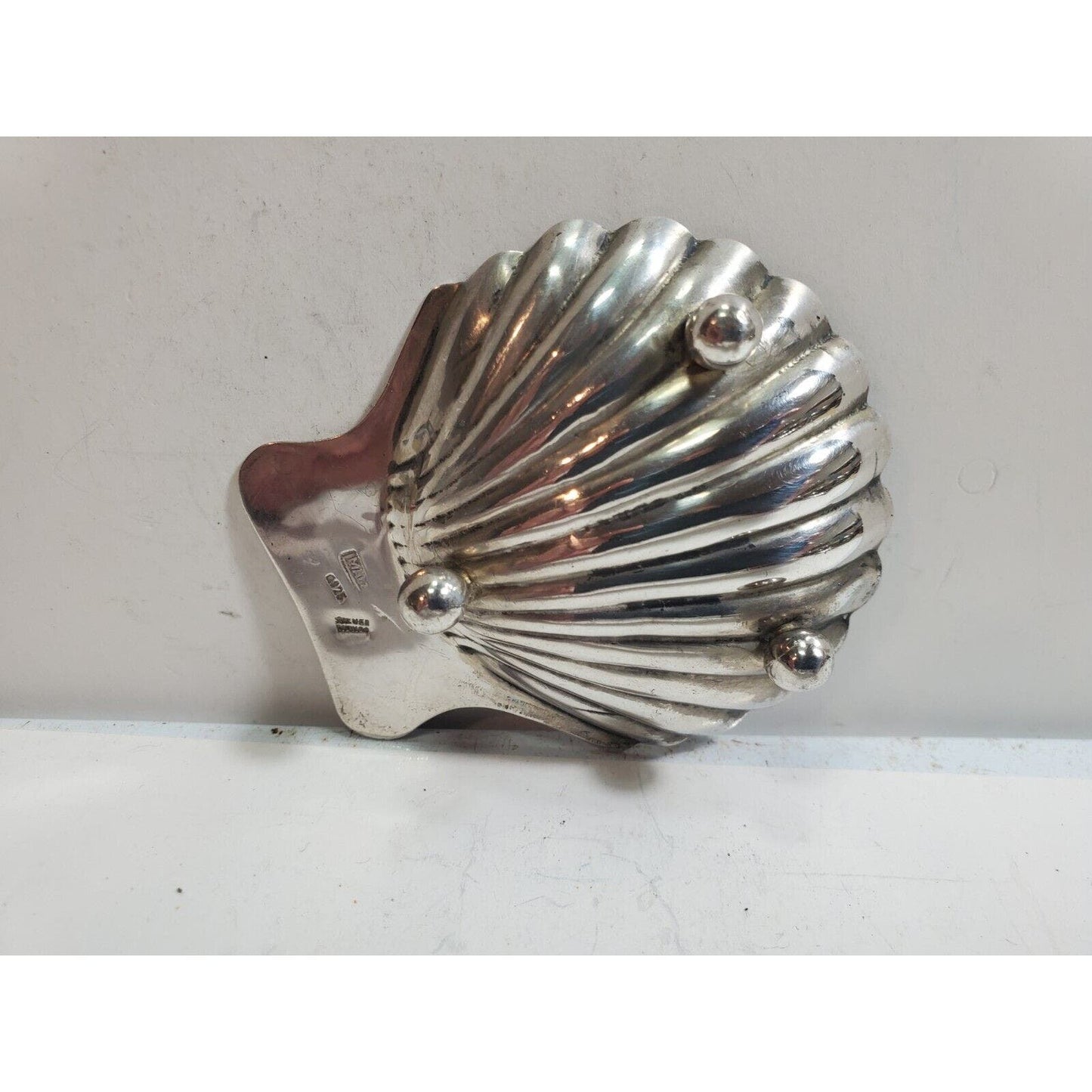 Lot Of 2 Sterling Silver Mexico Scalloped Shell Ball Feet Footed Dish Clam 3"