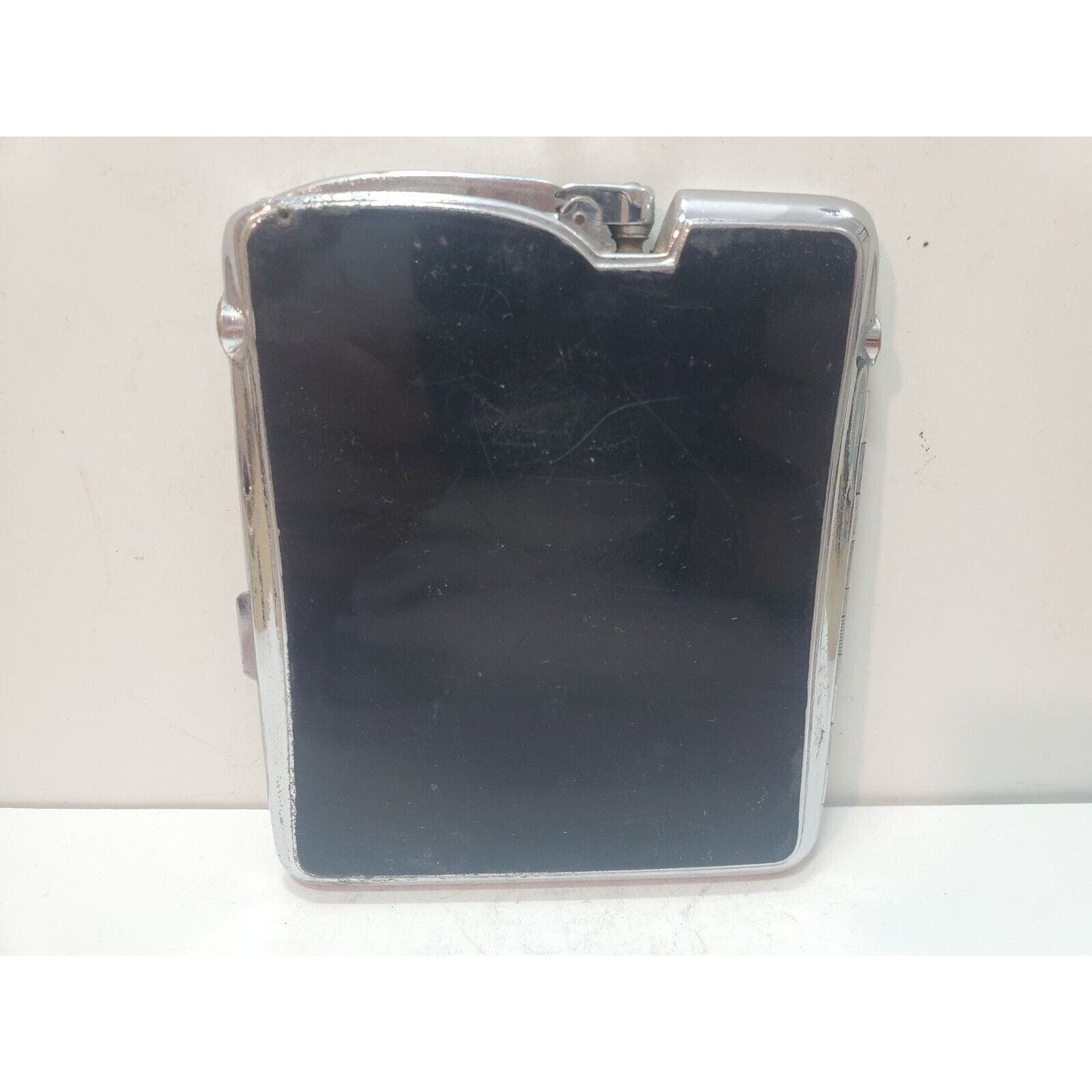 Working Ronson Art Deco Ten A Case Enamel Siler Tone Cigarette Case Lighter