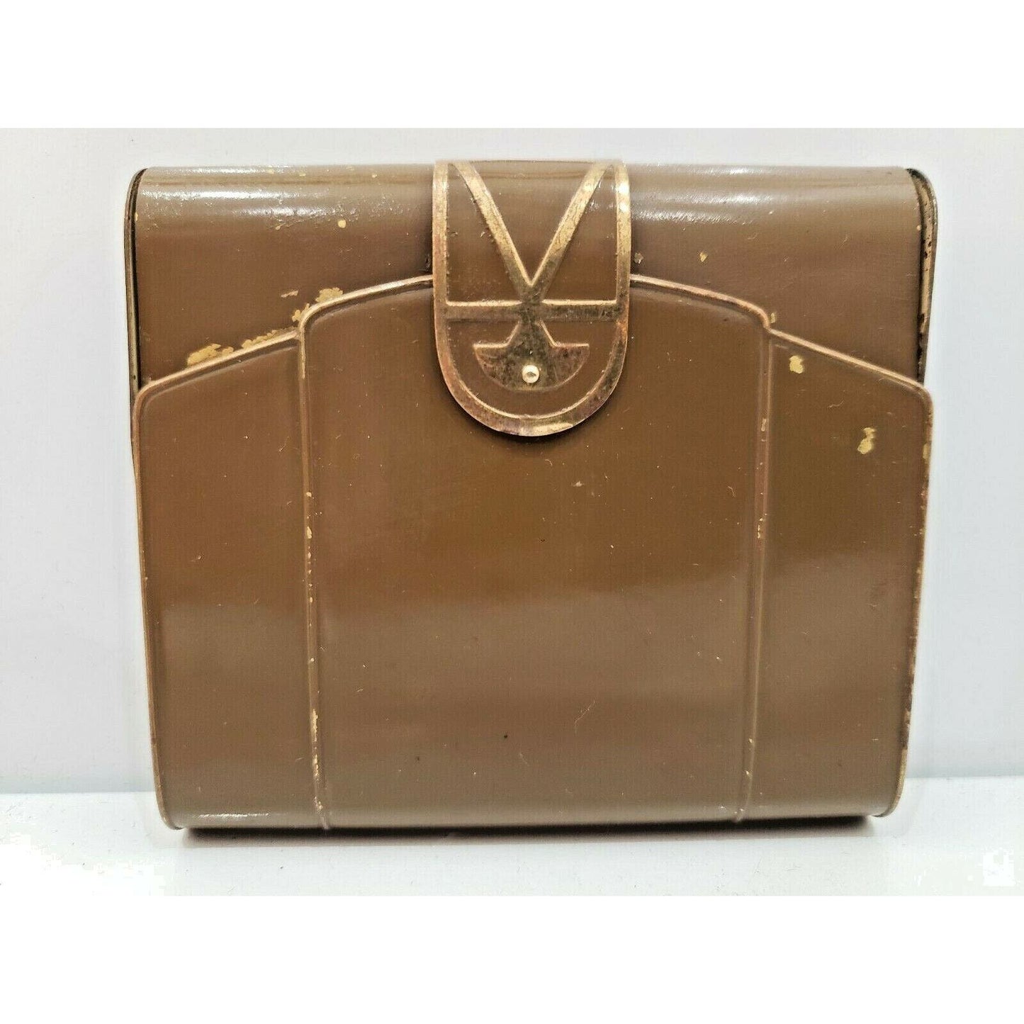 VINTAGE / Antique Art Deco Gold & Brown Enamel Cigarette Case / Rare 499/21