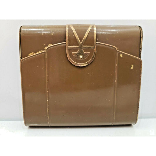 VINTAGE / Antique Art Deco Gold & Brown Enamel Cigarette Case / Rare 499/21