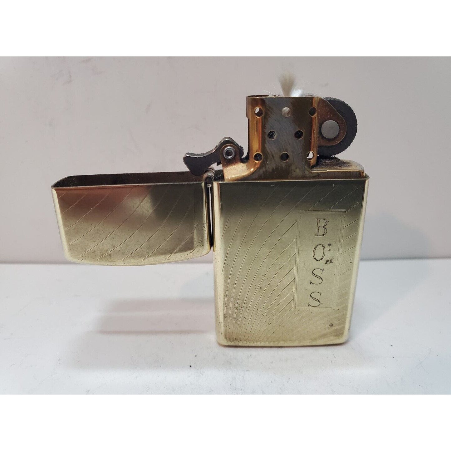 Vintage Working Zippo Engraved BOSS FROM CREW Brass Lighter 6127/33