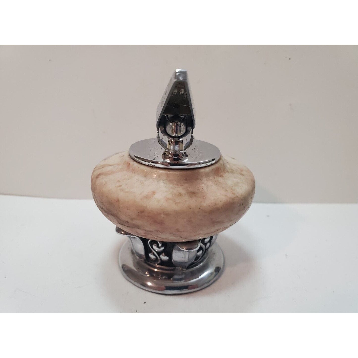 Working Vintage Ronson NORDIC Italian Marble Table Lighter Silver 6202/13