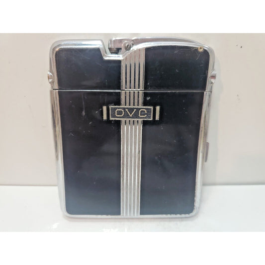 Working Ronson Art Deco Ten A Case Enamel Siler Tone Cigarette Case Lighter