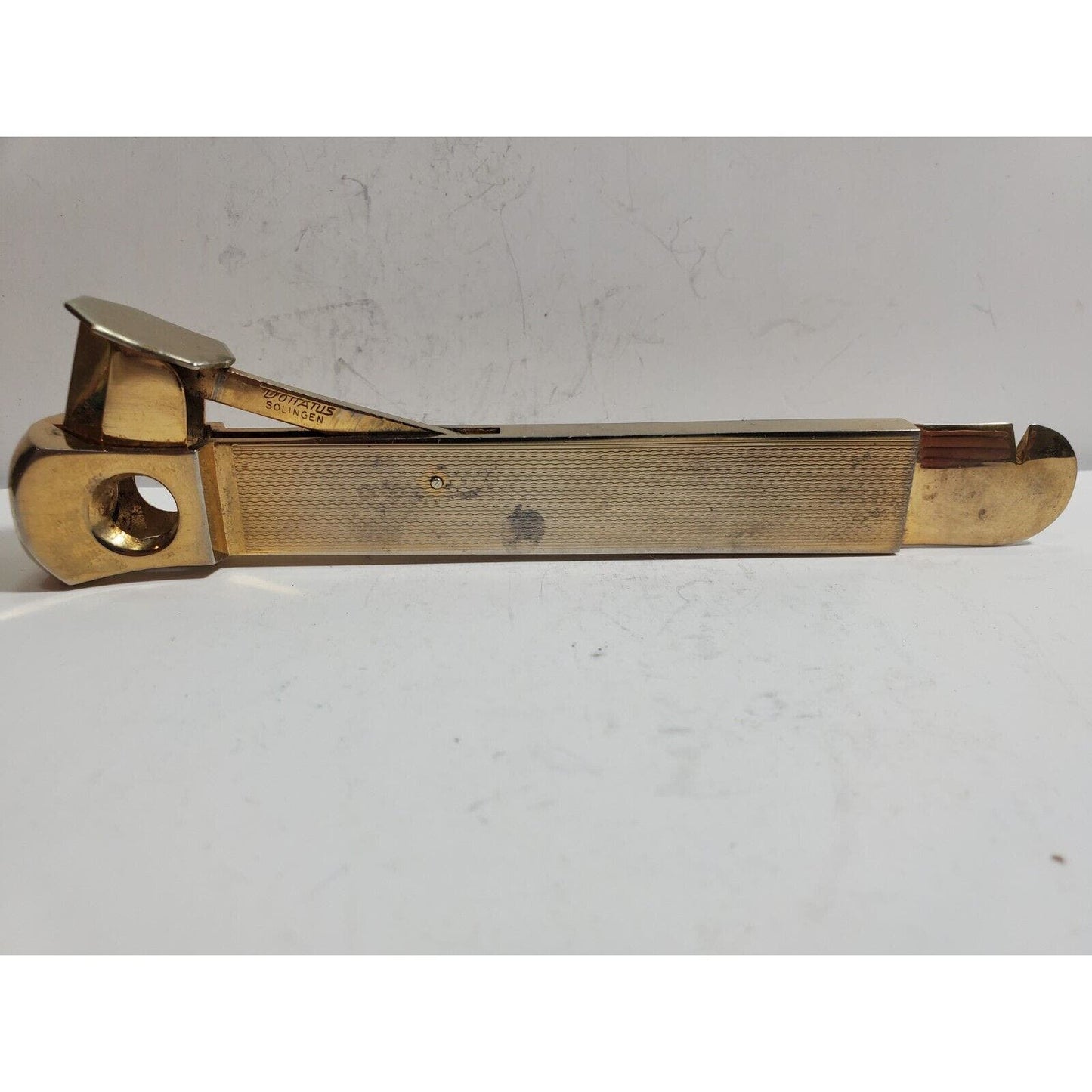 Vintage Working German Donatus Solingen Gold Tone Cigar Cutter 5942/6