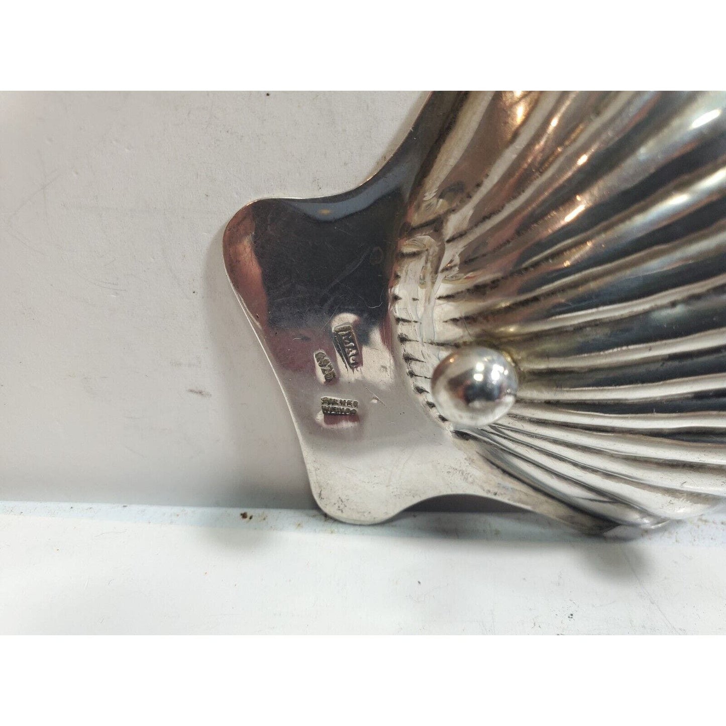 Lot Of 2 Sterling Silver Mexico Scalloped Shell Ball Feet Footed Dish Clam 3"