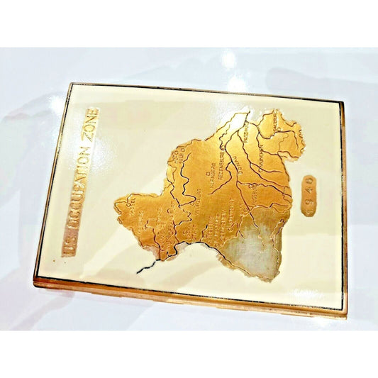 Vintage, Antique 1946 US OCCUPATION ZONE Map Enamel, Brass German Cigarette Case