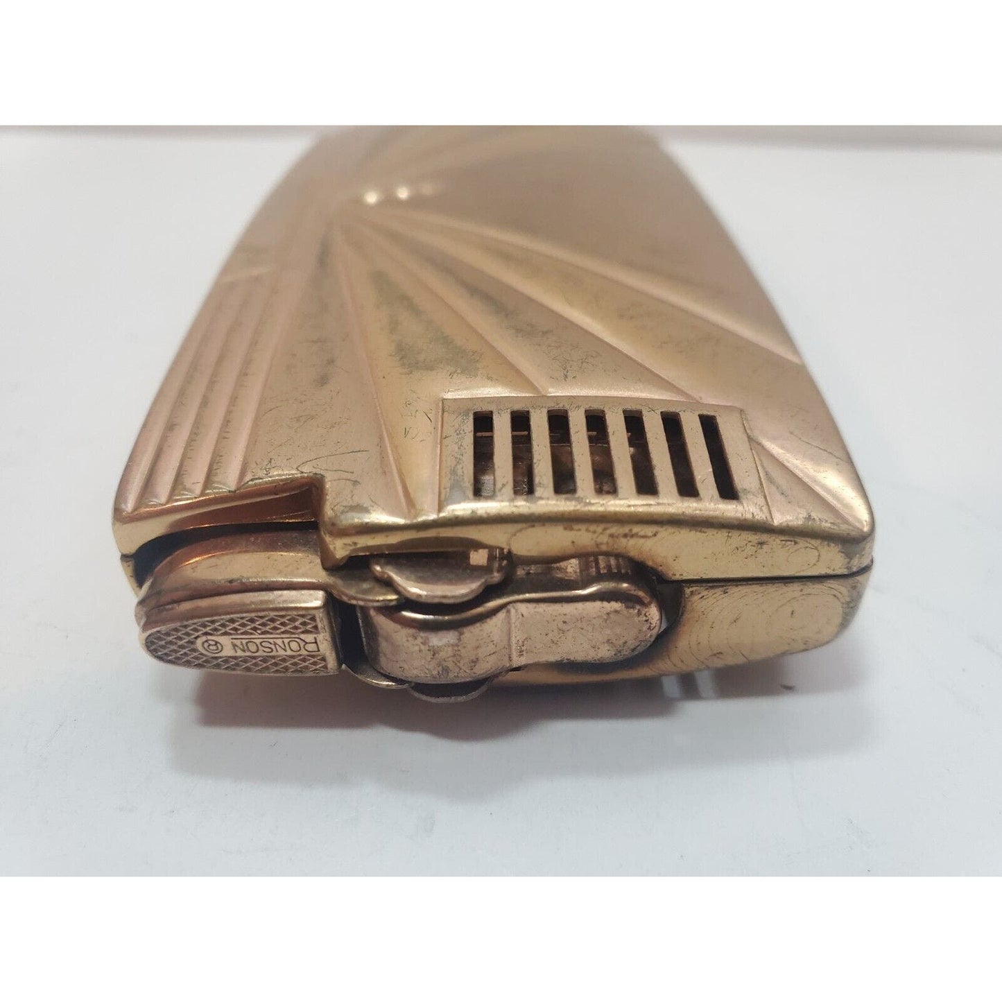 Working Vintage Ronson Pal Cigarette Case Gold Tone LIGHTER 6222/14