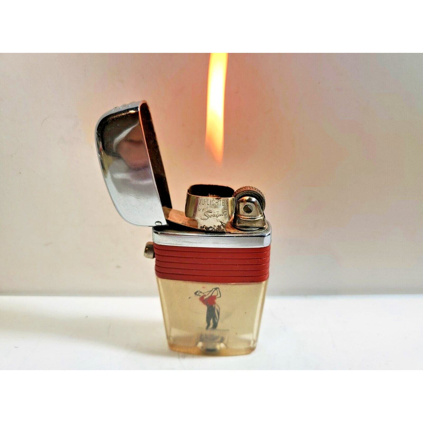 GOLF Vintage Working Scripto VU-Lighter Black Band & Swinging Golfer 6031/29